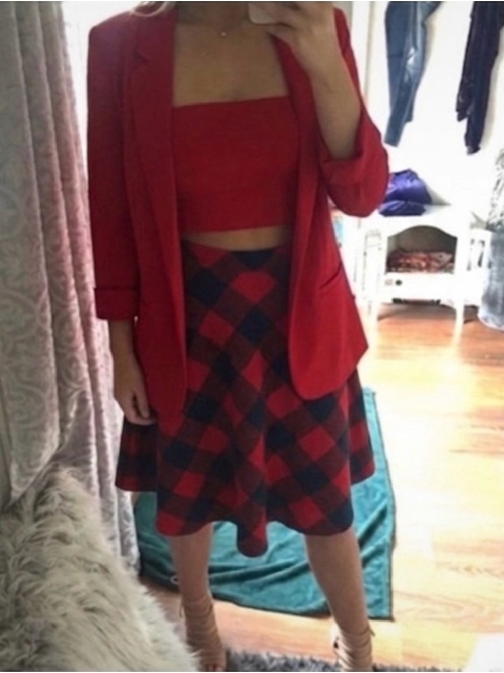 Red Plaid A-Line Skirt - Stylish Women's Skirt